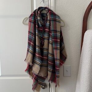Plaid Fringe Scarf